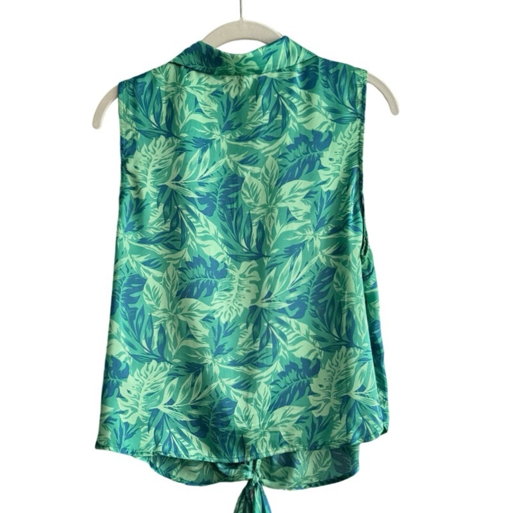 Eclair Button Down Sleeveless Blouse Tropical Pri… - image 2